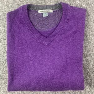 Johnson & Murphy Mens Silk Angora Blend V Neck Sweater Size S Purple